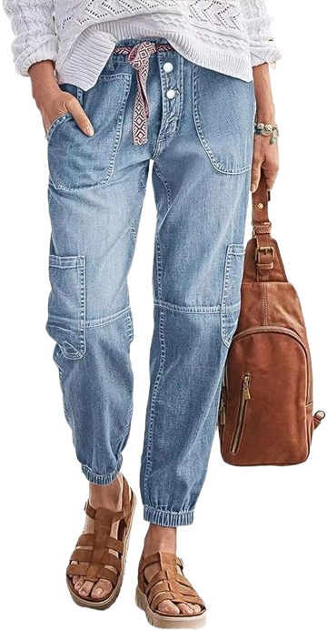The Straight Leg Button Fly Multi-Pocket with Mid Rise Denim